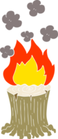flat color illustration of burning tree stump png