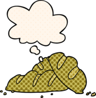 cartoon loaves of bread with thought bubble in comic book style png