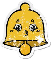 autocollant en détresse d'une jolie cloche de dessin animé png