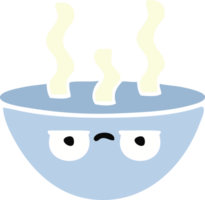 flat color retro cartoon of a bowl of hot soup png