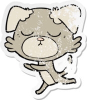 distressed sticker of a cute cartoon dog png