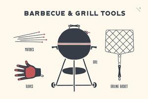 Barbecue and grill tools vector