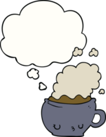 cute cartoon coffee cup with thought bubble png