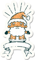 worn old sticker of a tattoo style santa claus christmas character png