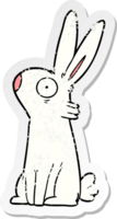 adesivo angosciato di un coniglio spaventato cartone animato png