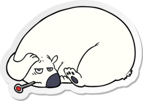 distressed sticker of a ill polar bear cartoon png