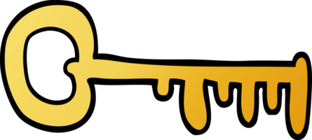 cartoon doodle gold key png