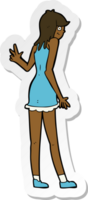 sticker of a cartoon woman waving png