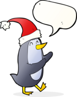 Pingüino de Navidad de dibujos animados con burbujas de discurso png