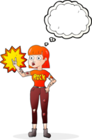 hand drawn thought bubble cartoon rock girl png