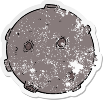 distressed sticker of a cartoon moon png