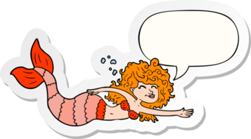 tecknad serie sjöjungfru med Tal bubbla klistermärke png