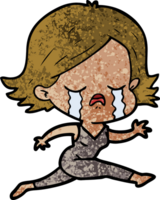 cartoon girl crying whilst running png