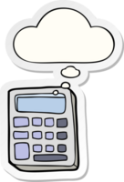 cartoon calculator with thought bubble as a printed sticker png