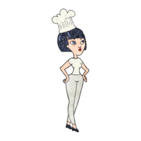 hand textured cartoon female chef png