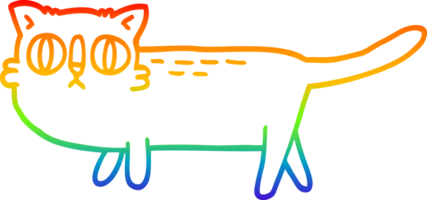 rainbow gradient line drawing of a cartoon funny cat png