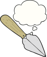 cartoon garden trowel with thought bubble png