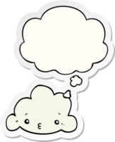 cartoon cloud with thought bubble as a printed sticker png