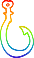 rainbow gradient line drawing of a cartoon big fish hook png