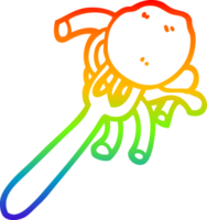 regenboog helling lijn tekening van een tekenfilm spaghetti en gehaktballen Aan vork png