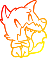 warm gradient line drawing of a laughing fox cartoon png