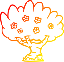 warm Gradient Linie Zeichnung von ein Karikatur Baum png