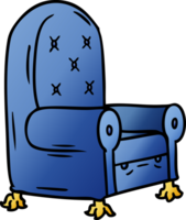 hand drawn gradient cartoon doodle of a blue arm chair png