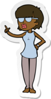 sticker of a cartoon woman wearing spectacles png