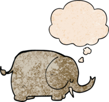 desenho animado elefante com pensamento bolha dentro grunge textura estilo png