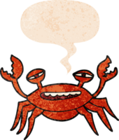 tekenfilm krab met toespraak bubbel in grunge verontrust retro getextureerde stijl png