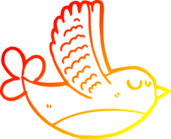 warm gradient line drawing of a cartoon bird png