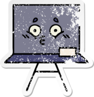 distressed sticker of a cute cartoon chalkboard png