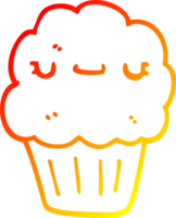 warm gradient line drawing of a cartoon muffin png