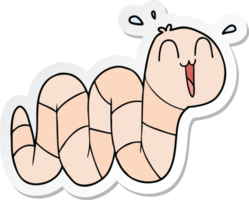 sticker van een cartoon nerveuze worm png