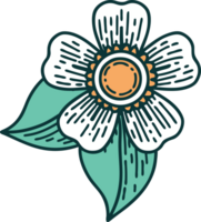 imagem de estilo de tatuagem icônica de uma flor png