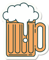 sticker of tattoo in traditional style of a beer tankard png