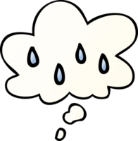 cartoon rain with thought bubble in smooth gradient style png