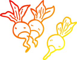 warm gradient line drawing of a cartoon healthy radish png