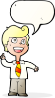 tekenfilm school- jongen verhogen hand- met toespraak bubbel png