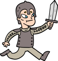 guerreiro medieval de desenho animado estilo doodle desenhado à mão png