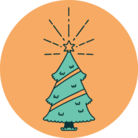 icon of a tattoo style christmas tree with star png