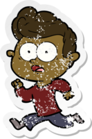 distressed sticker of a shocked cartoon man png