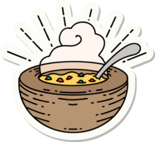 sticker of a tattoo style bowl of soup png