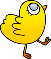 gradient shaded quirky cartoon yellow bird png