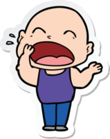 sticker of a cartoon shouting bald man png