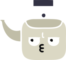 flat color retro cartoon of a kettle png