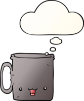 cartoon cup with thought bubble in smooth gradient style png