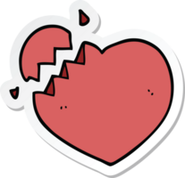 sticker of a cartoon broken heart png