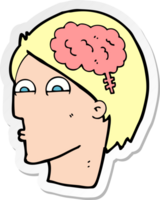 sticker of a cartoon head with brain symbol png