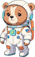 orso con astronauta completo da uomo cartone animato etichetta png